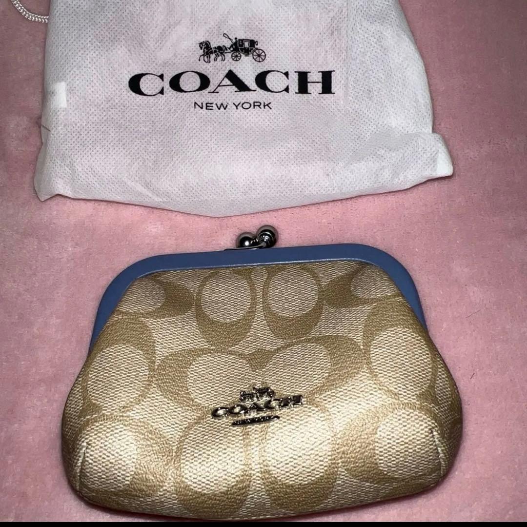 【新品】COACH コーチ がま口 ケース 小銭入れ ベージュ