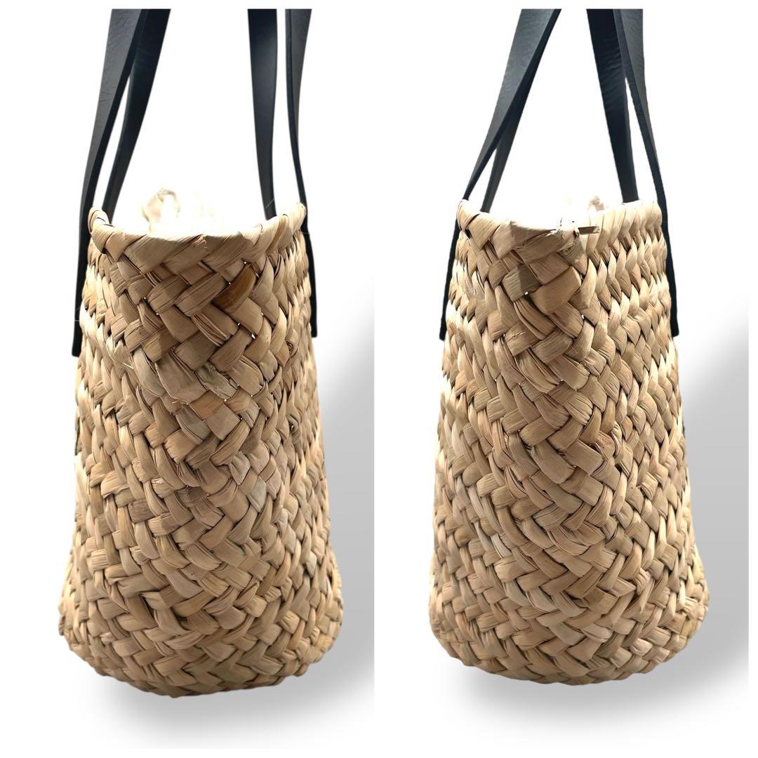 美品 agnes b. アニエスベー☆ロゴ刺繍 かごバッグ トート