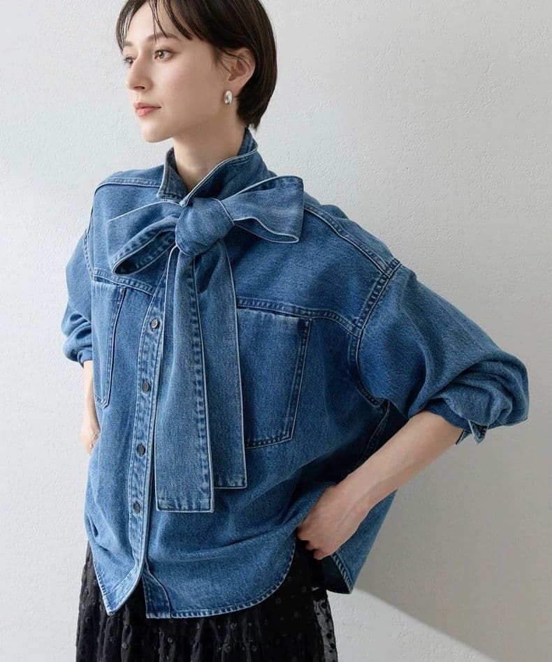 【Whim Gazette】デニムボウタイシャツ