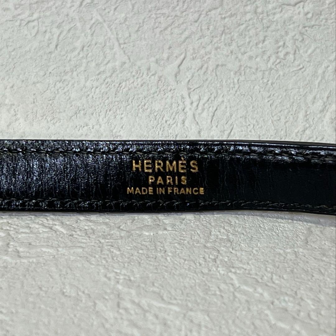 HERMES エルメス レザーショルダーストラップ 黒 金具 仏製