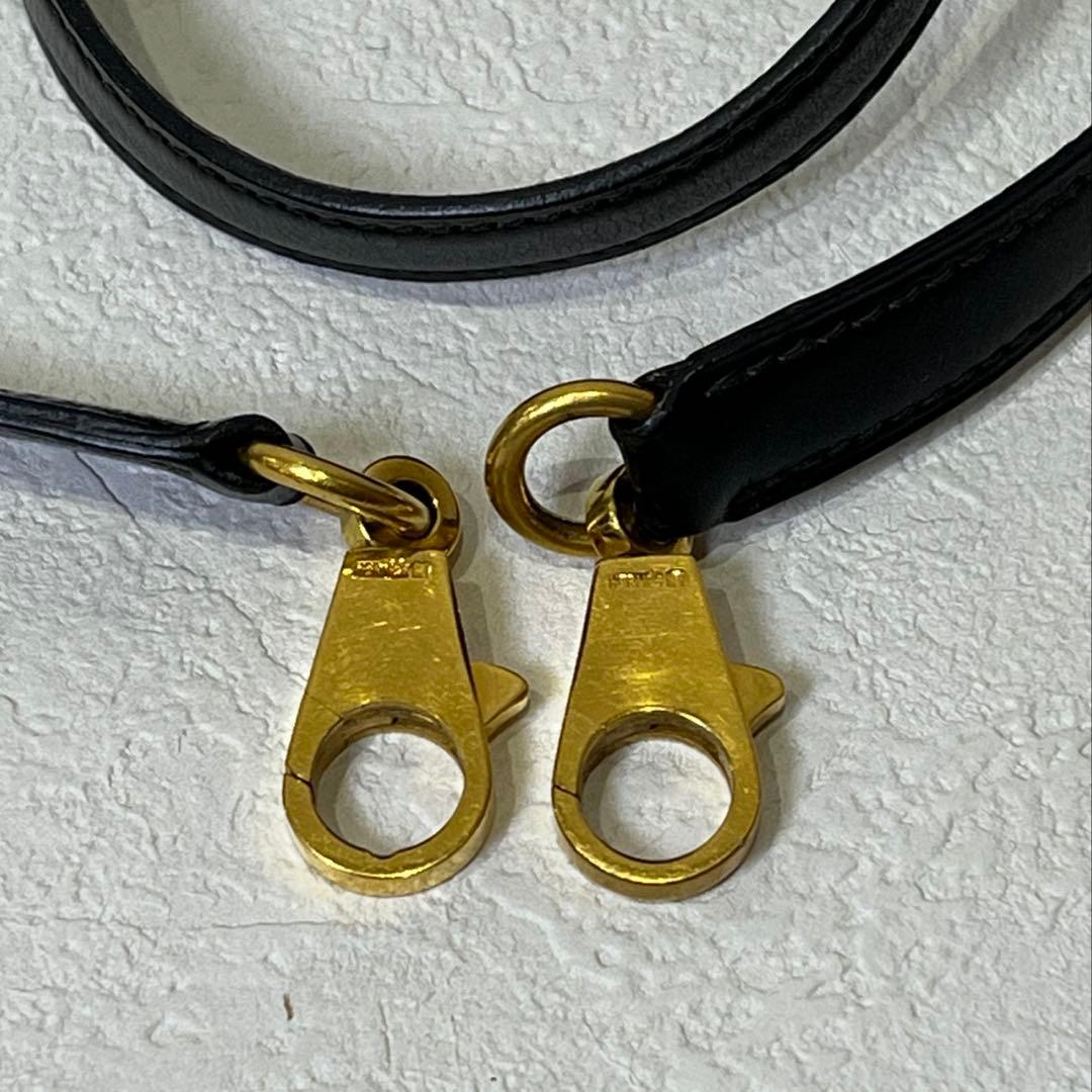 HERMES エルメス レザーショルダーストラップ 黒 金具 仏製