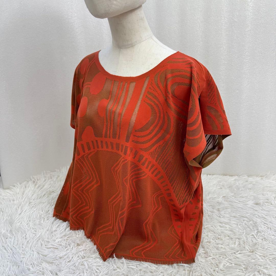 【人気】pleats please 半袖　カットソー　メッシュ　柄　サイズ3