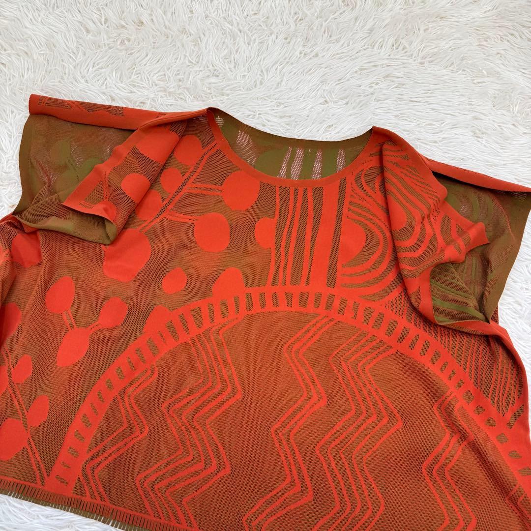 【人気】pleats please 半袖　カットソー　メッシュ　柄　サイズ3