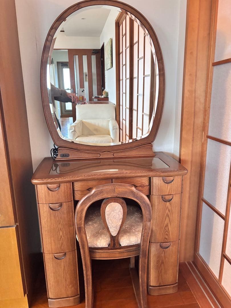 木製クラシックドレッサーチェアセット・鏡台⭐︎昭和レトロ