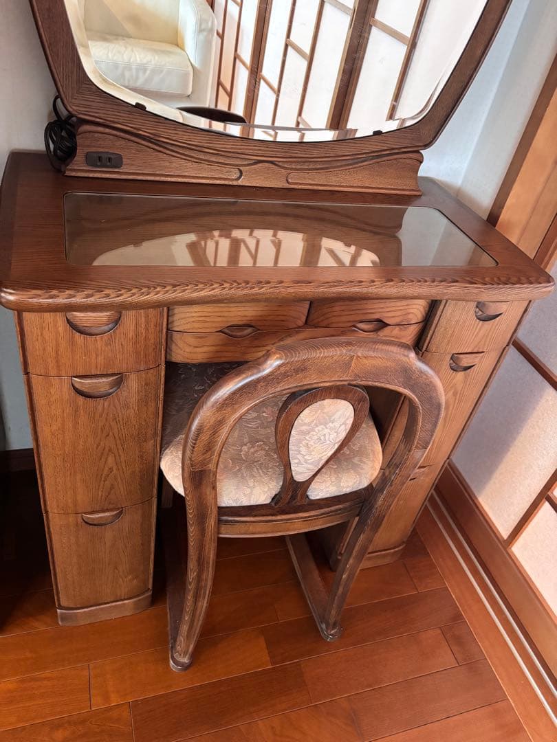 木製クラシックドレッサーチェアセット・鏡台⭐︎昭和レトロ