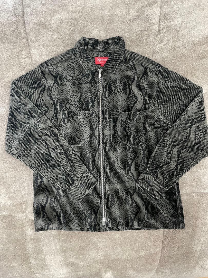 （M）Snakeskin Corduroy Zip Up Shirt