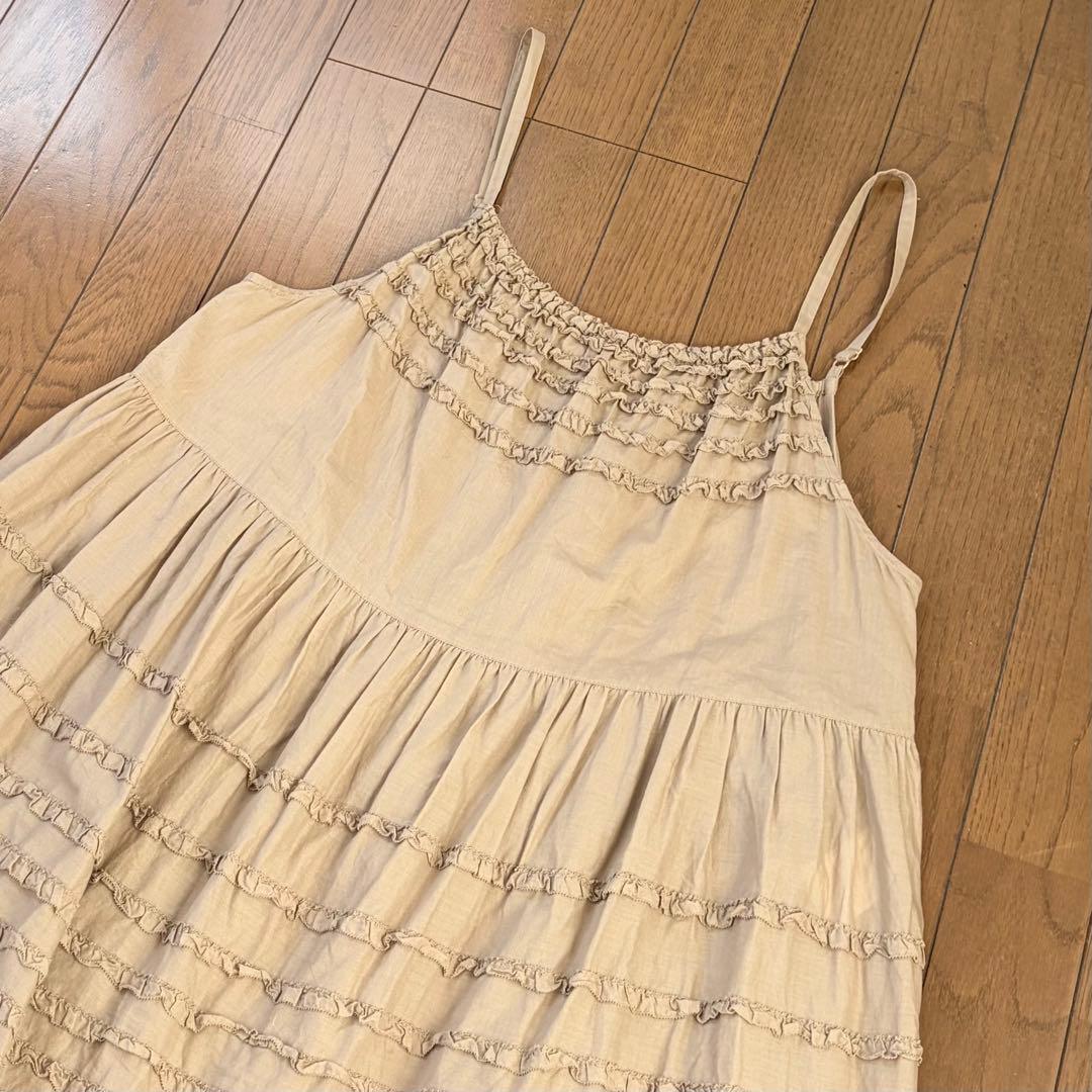 PINK HOUSE モカ色ピコフリルキャミワンピース