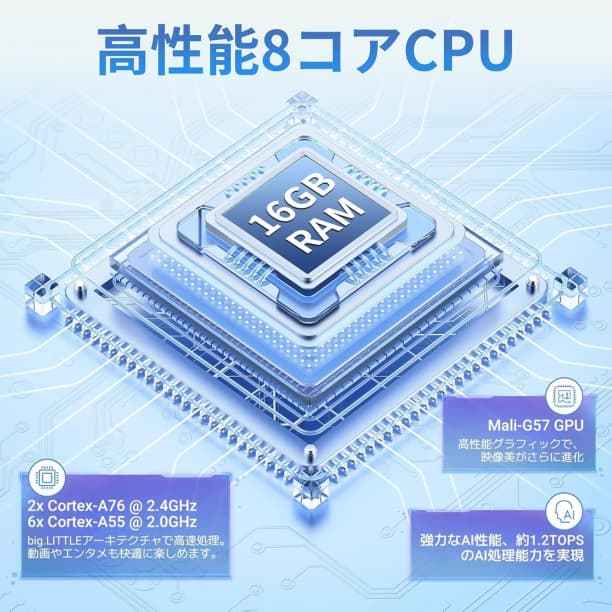Android 15 タブレット10インチ 大画面 ケース付 コアCPU