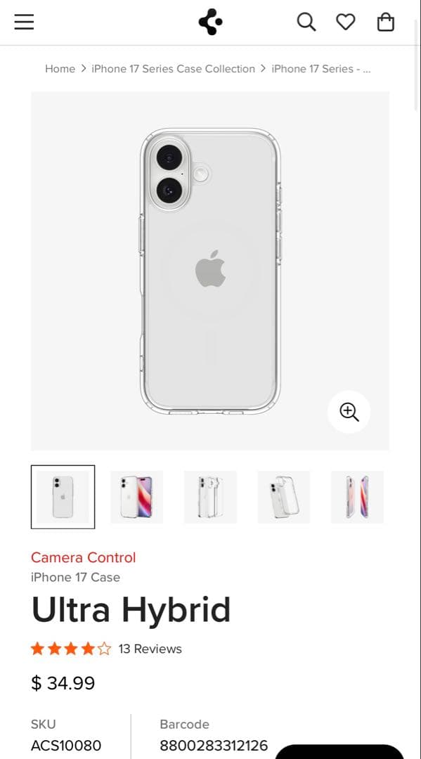 Apple iPhone17（Spigen製ケース+フィルム+Anker充電器）