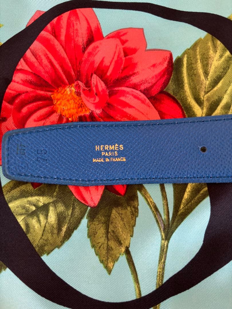 HERMES レザーベルト ブラック/ブルー