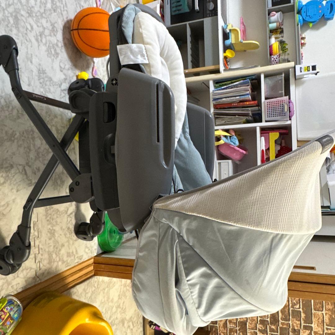 ハッピースマイルCombi ベビーシート グレー ストライプ