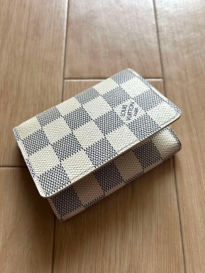 【美品】ルイヴィトン ダミエ・アズール　カードケース 名刺入れ イニシャル入り