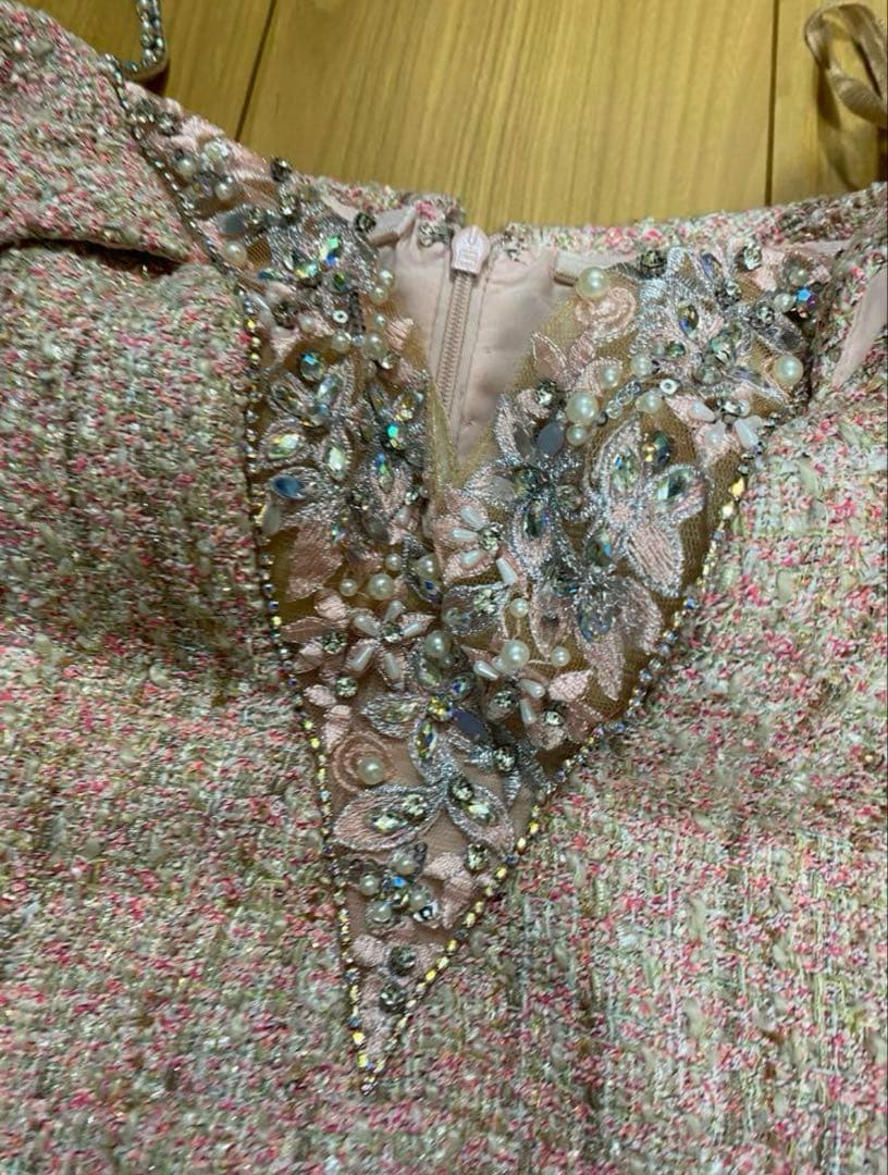 エンジェルアール　ツイード　オフショル　オフショルダー　ピンク　キャバドレス