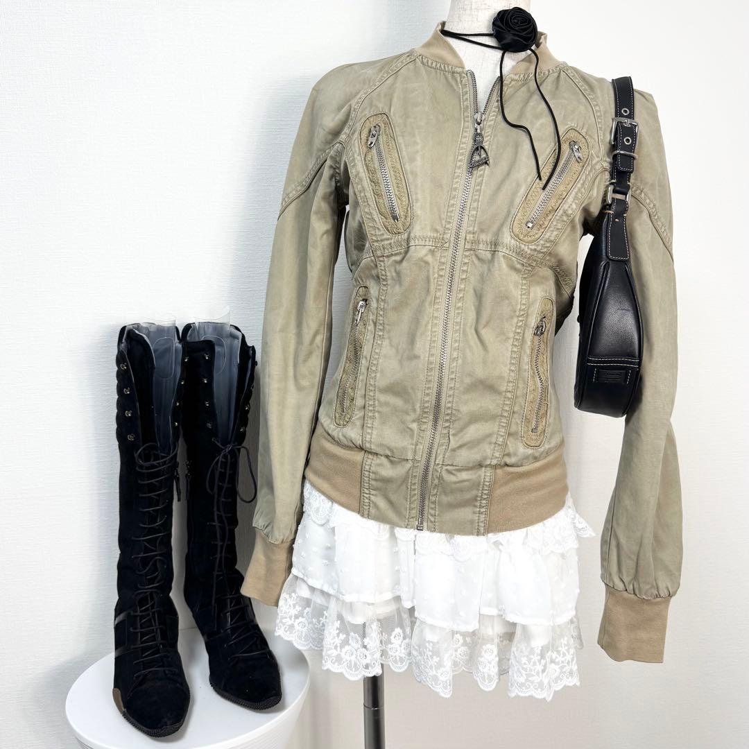 y2k❤️ 00s DIESEL 4ジップポケット ウエストシェイプ ブルゾン