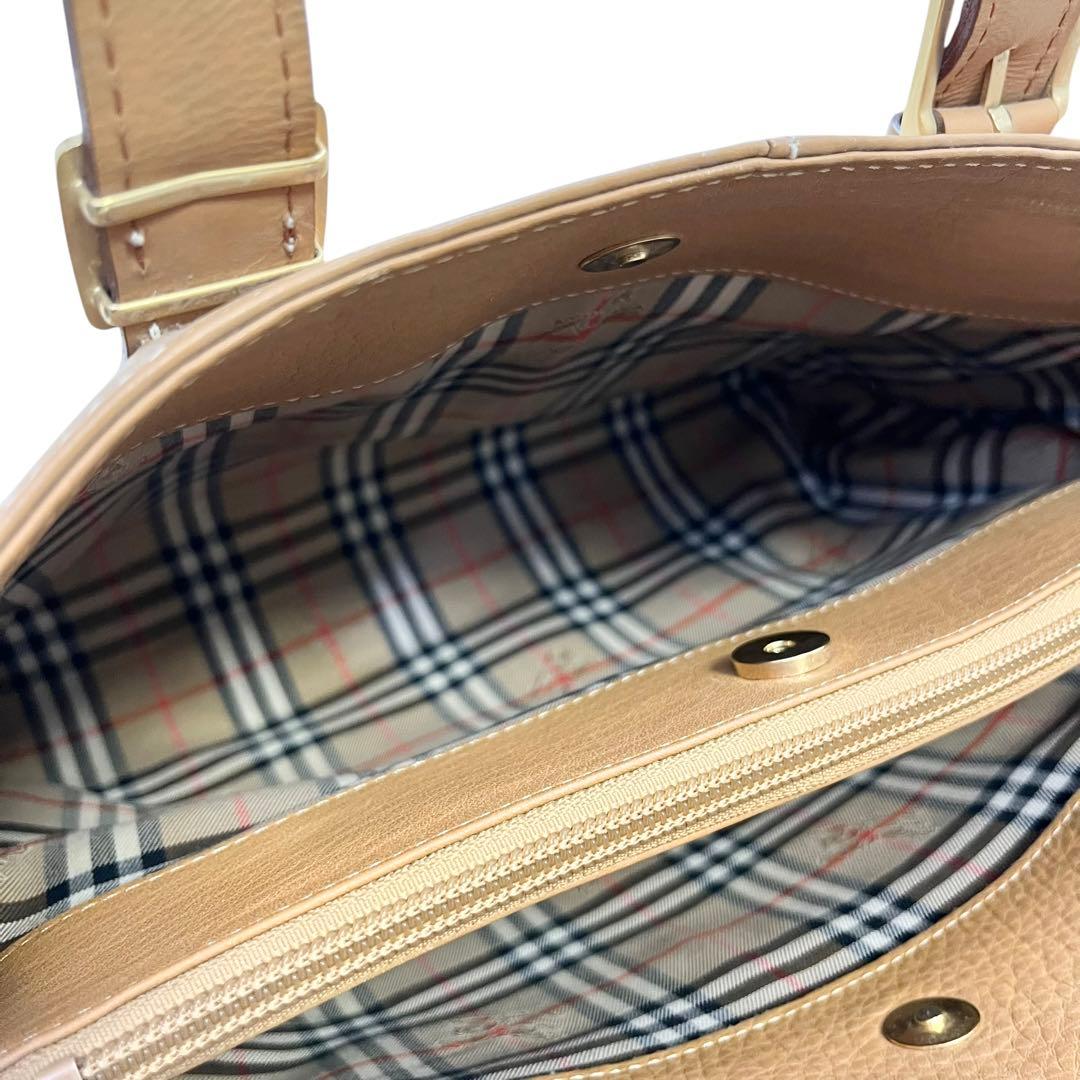 専用【ヴィンテージ】バーバリーズ レザー　ハンドバッグ 内側　ノヴァチェック