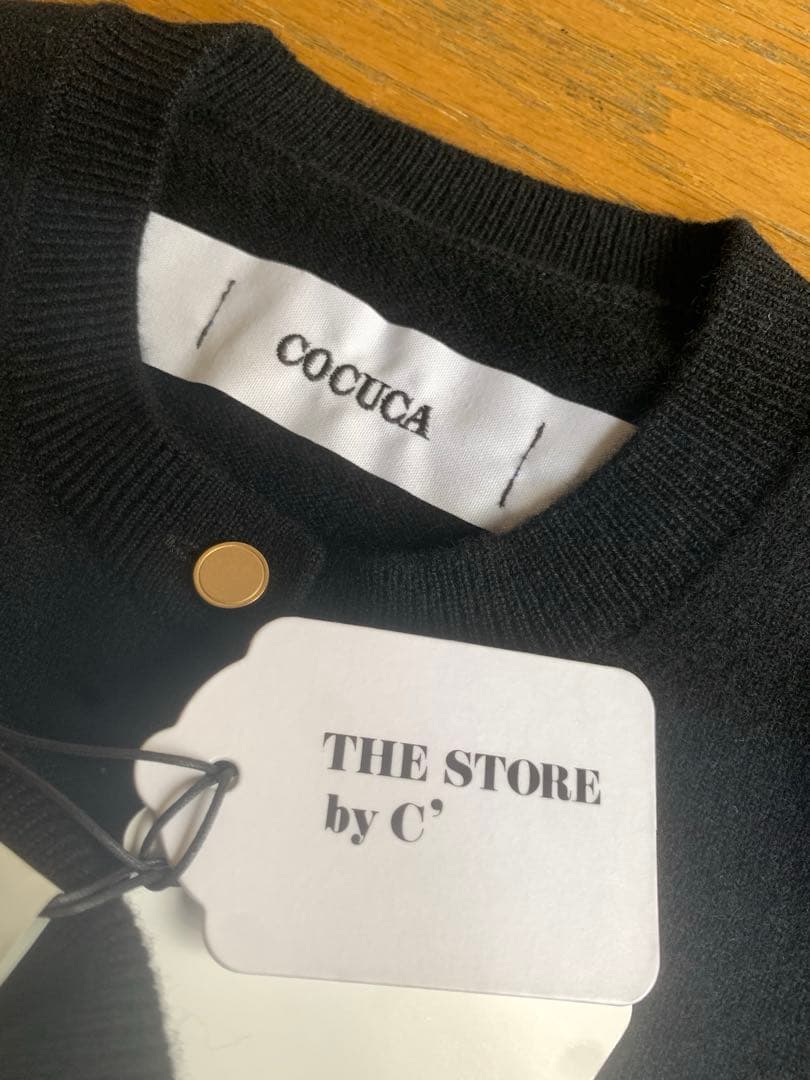 COCUCA ブラック ウールカーディガン