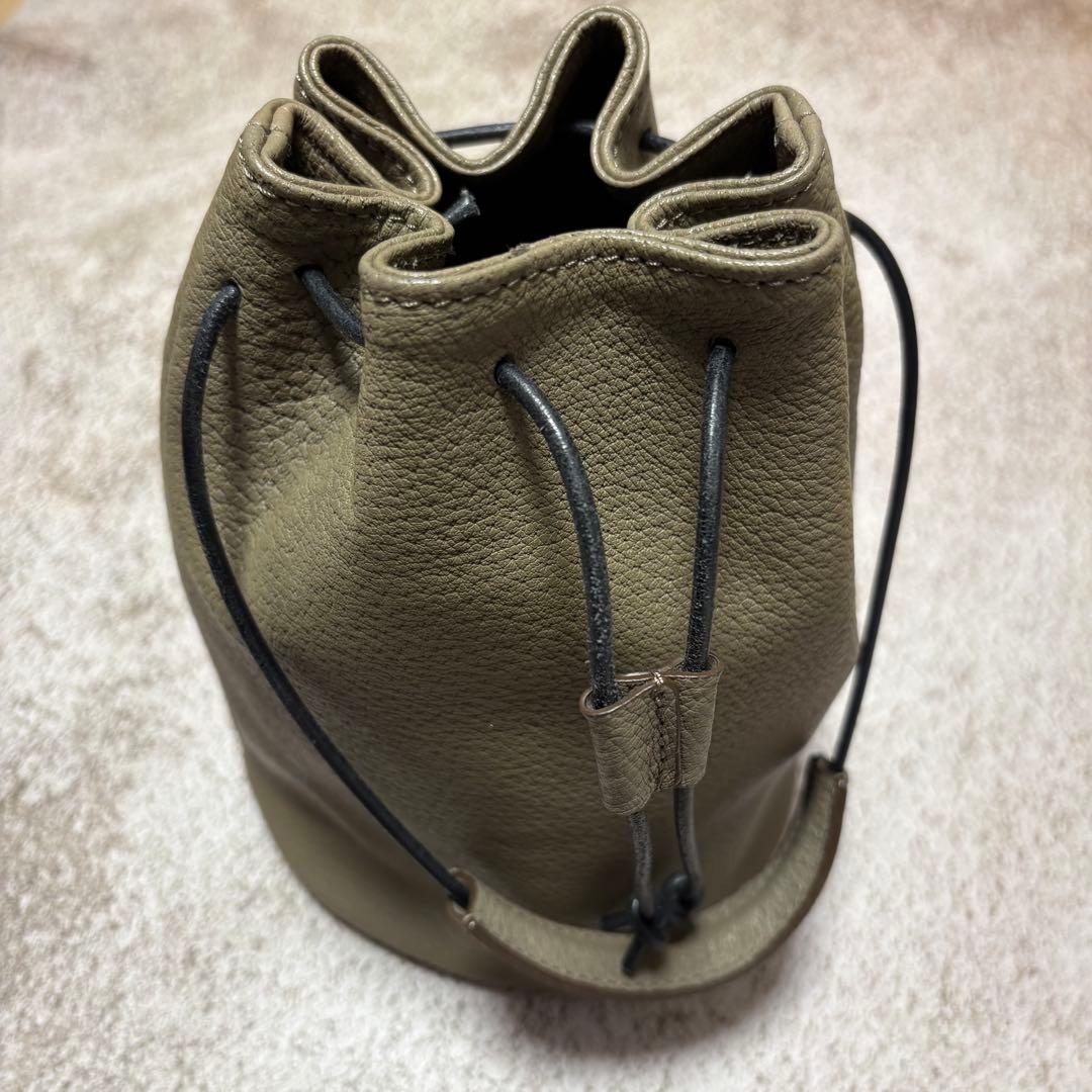 新進工房　巾着　レザーバッグ