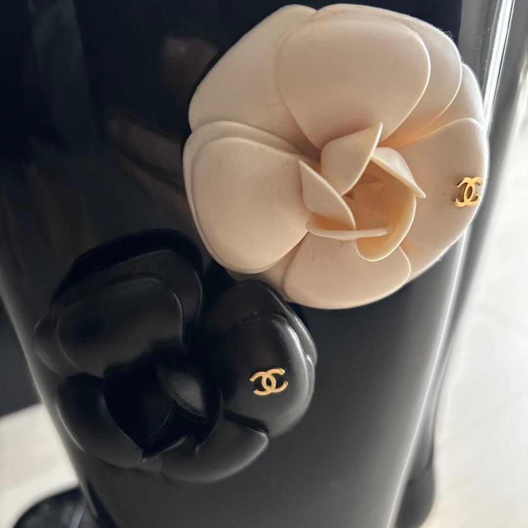 Chanel 長靴 ブラック 花モチーフ
