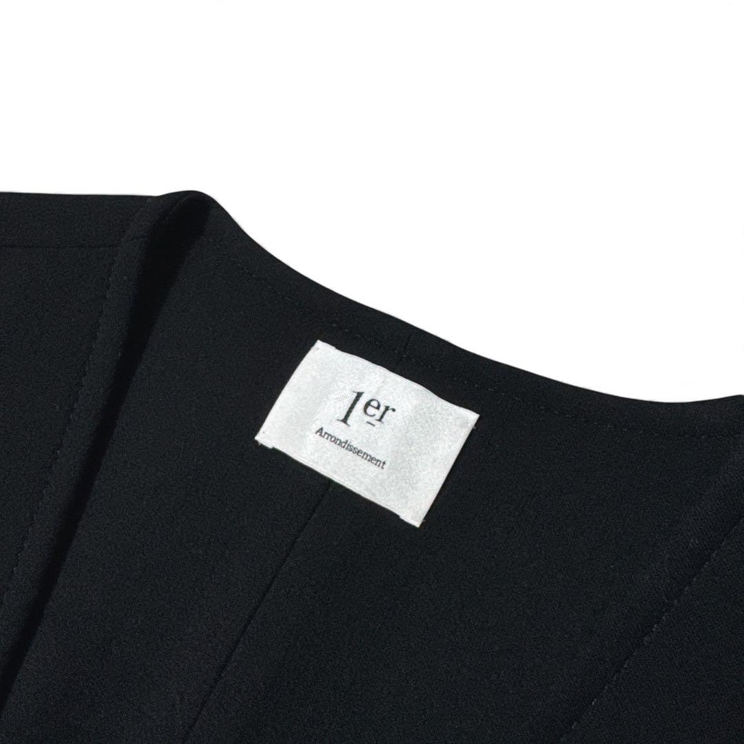 極美品✨️プルミエアロンディスモン　ウール　ロングジレ　サイドスリット　黒　38