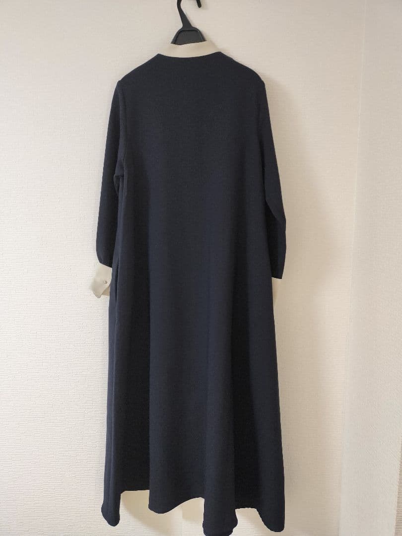 SHIPS any ダブルクロス Aライン シャツワンピース NAVY BLUE