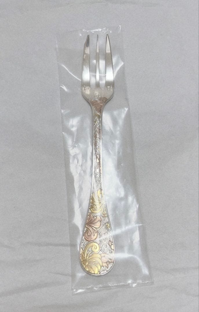 【未使用】クリストフル ジャルダンエデン ケーキフォーク イエロー/ピンク