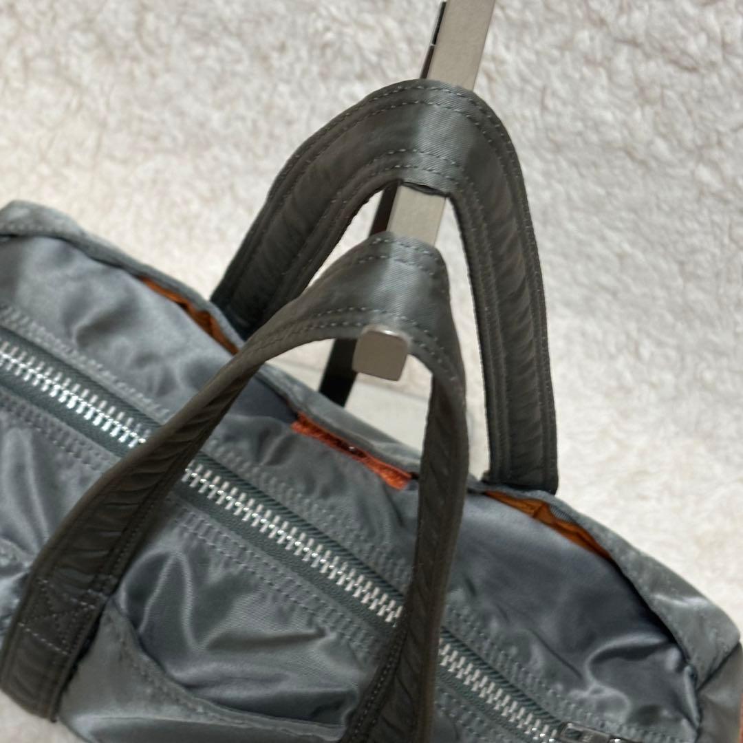 【美品】PORTER タンカー ミニボストン ドラムバッグ シルバーグレー S
