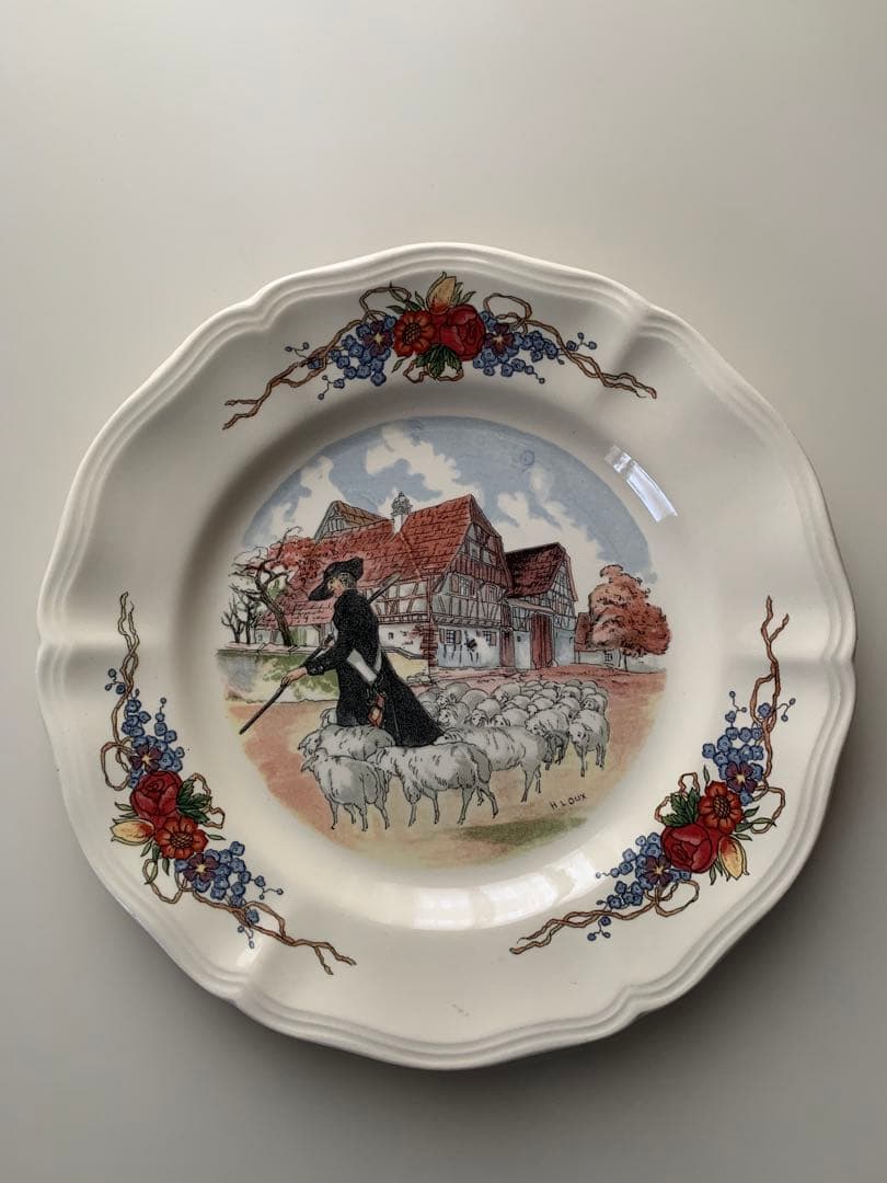 サルグミンヌ　フランスビンテージの大小3枚セット！牧歌的な絵柄が癒されます！