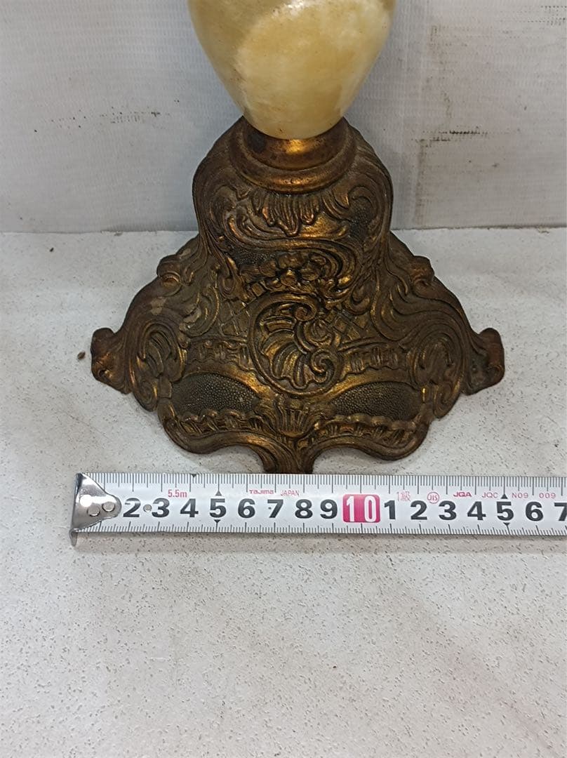 [八6564] 真鍮製　大理石 燭台 キャンドルスタンド