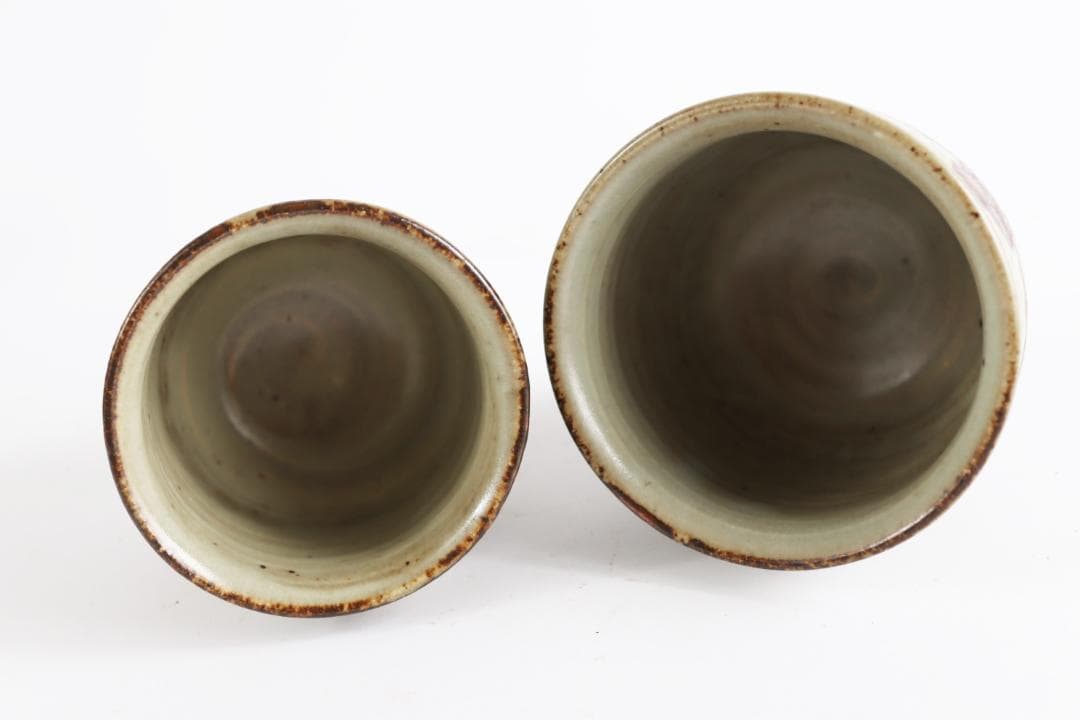 人間国宝 島岡達三 象嵌夫婦湯呑 共箱