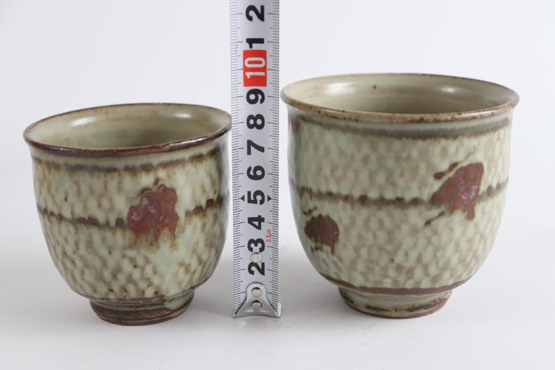 人間国宝 島岡達三 象嵌夫婦湯呑 共箱