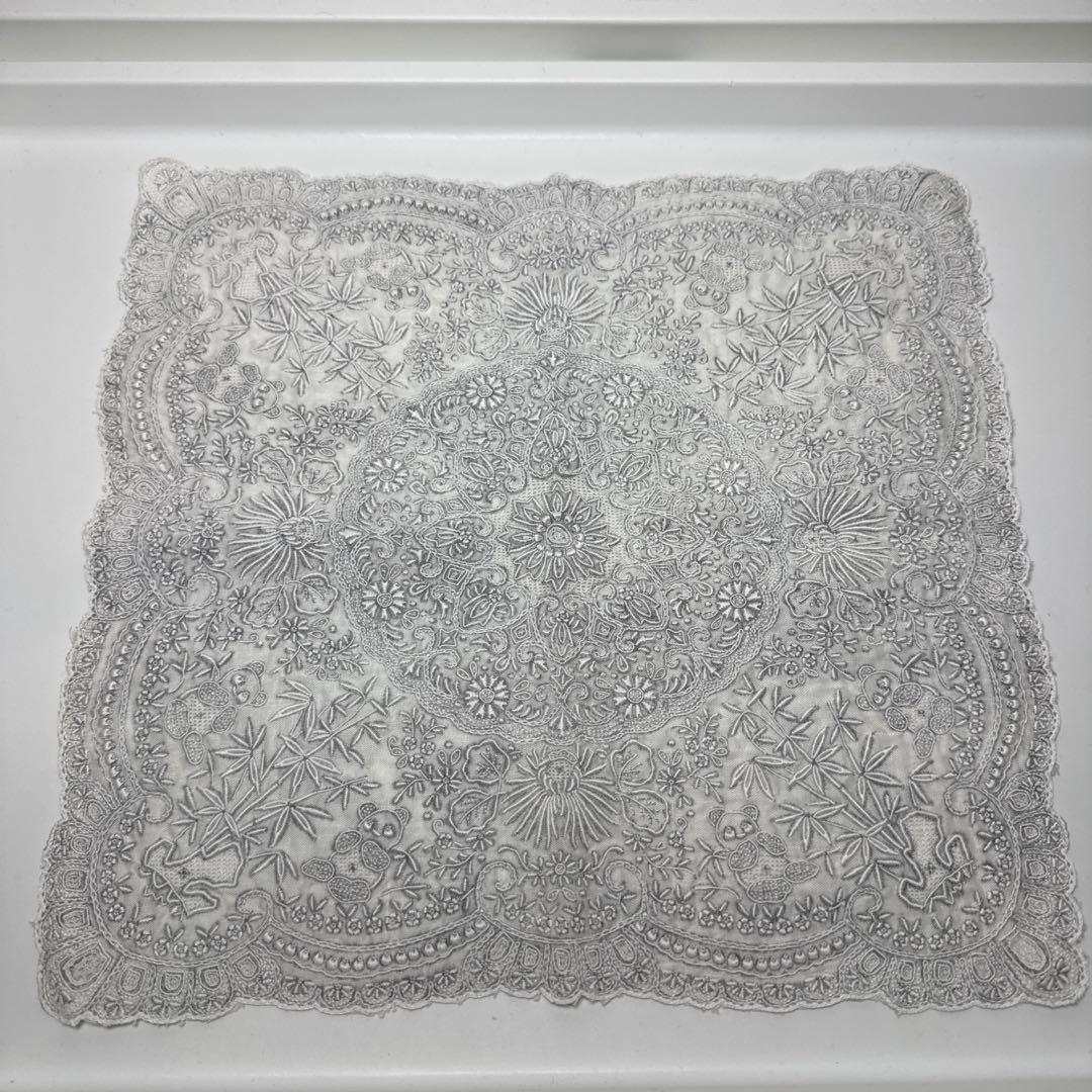 【美品】スワトウ　スワトー　汕頭刺繍のハンカチ ヴィンテージ　パンダちゃん　✨