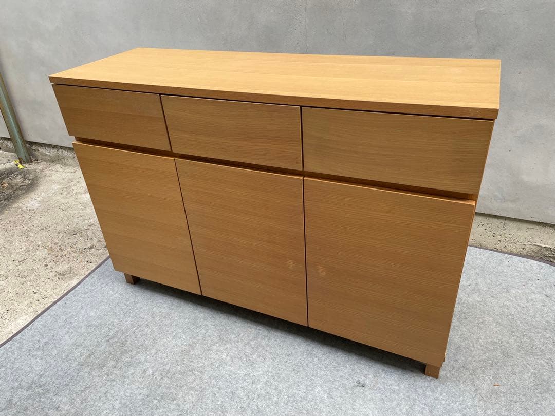 割と綺麗　無印良品　オーク材　カウンター　キャビネット