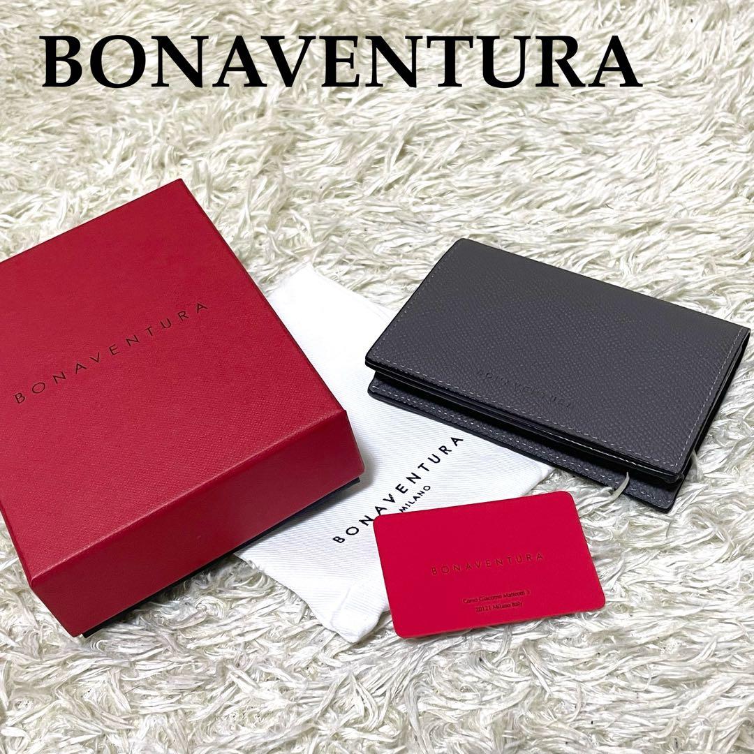 BONAVENTURA 【美品】名刺入れ　カードケース　レザー　チャコールグレー