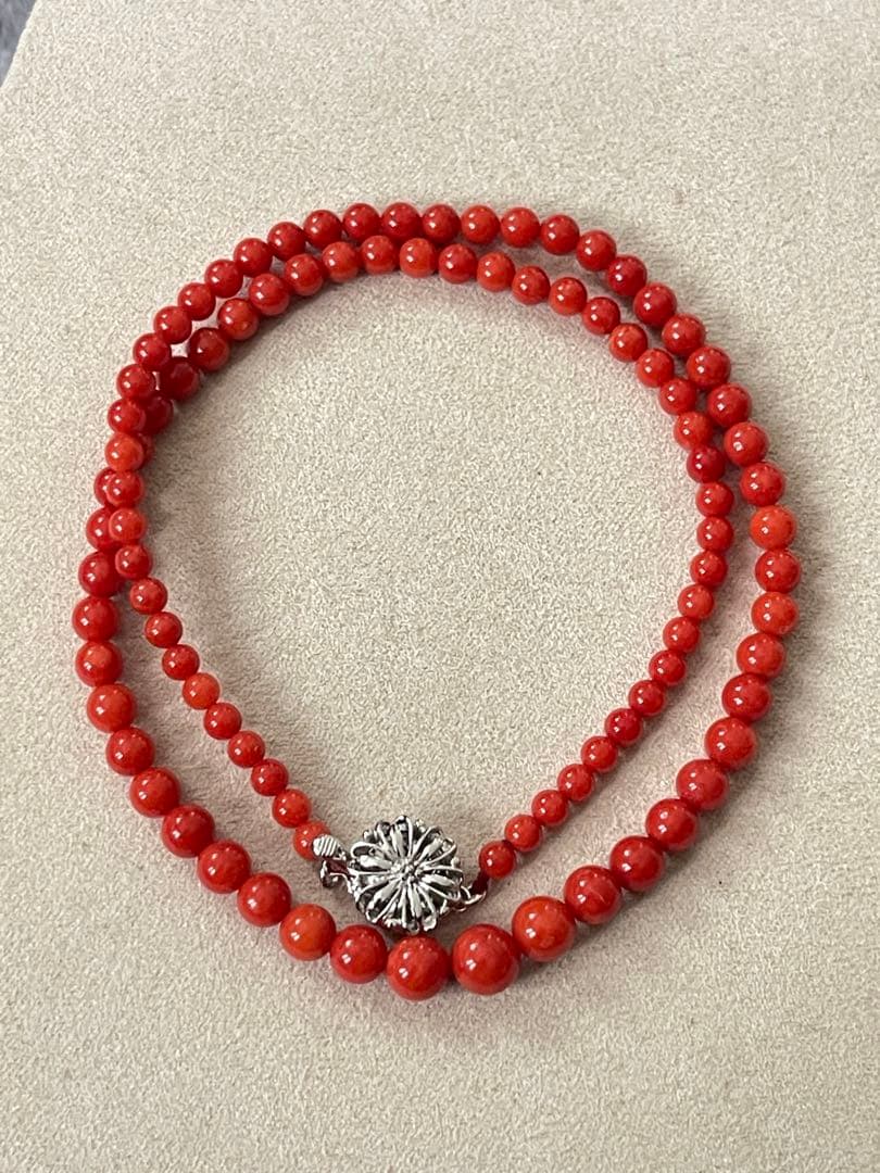 珊瑚サンゴネックレス6.9mm、重约14g