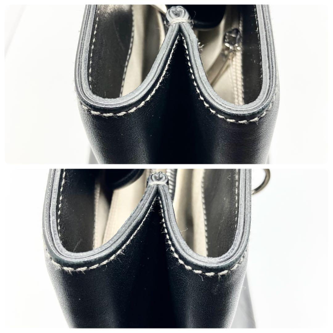 ぱっちさま　フェラガモ　ハンドバッグ　ガンチーニ　ブラック　レザー　レディース