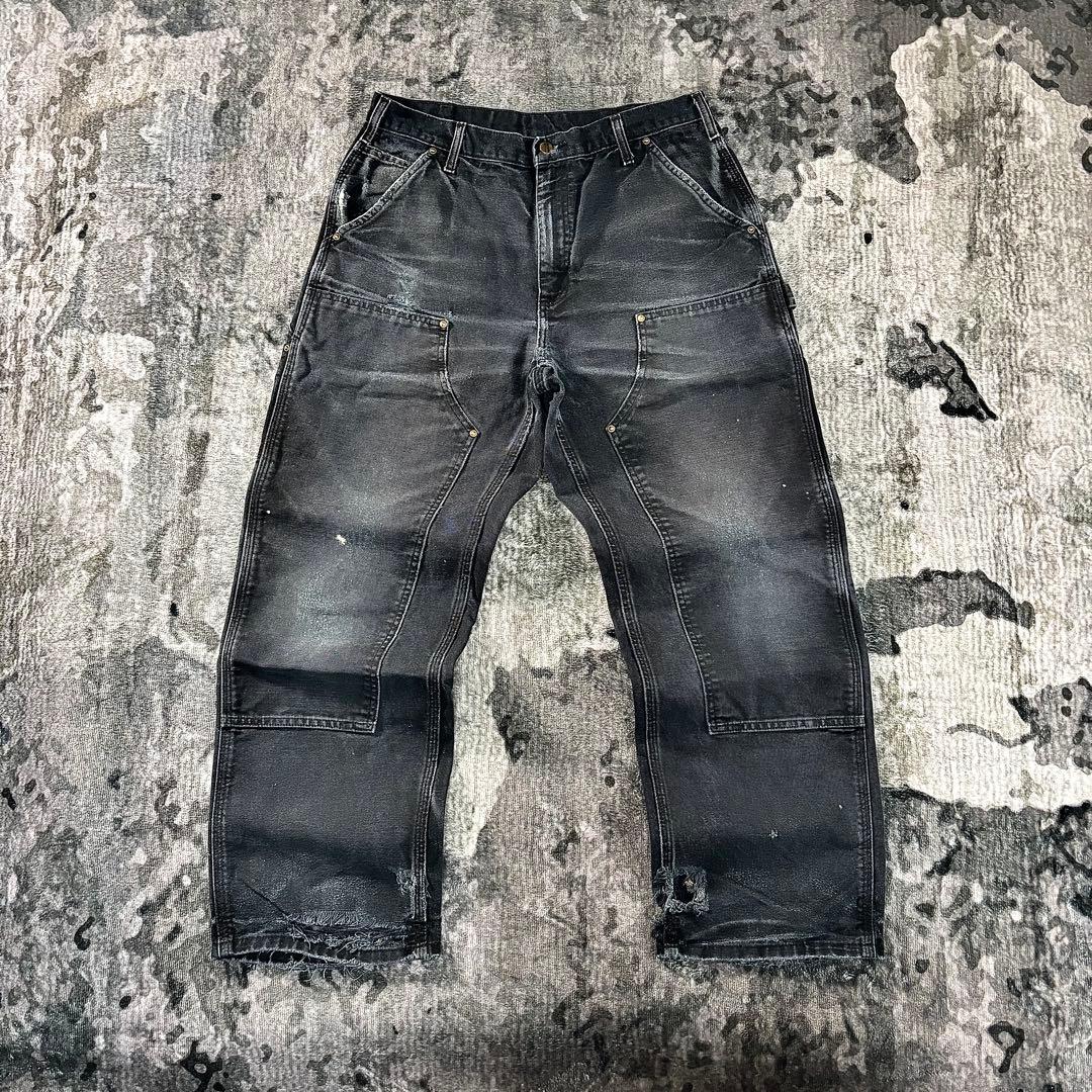34×30 Carhartt 超レアフェードブラック 雰囲気抜群 ボロ 一点物
