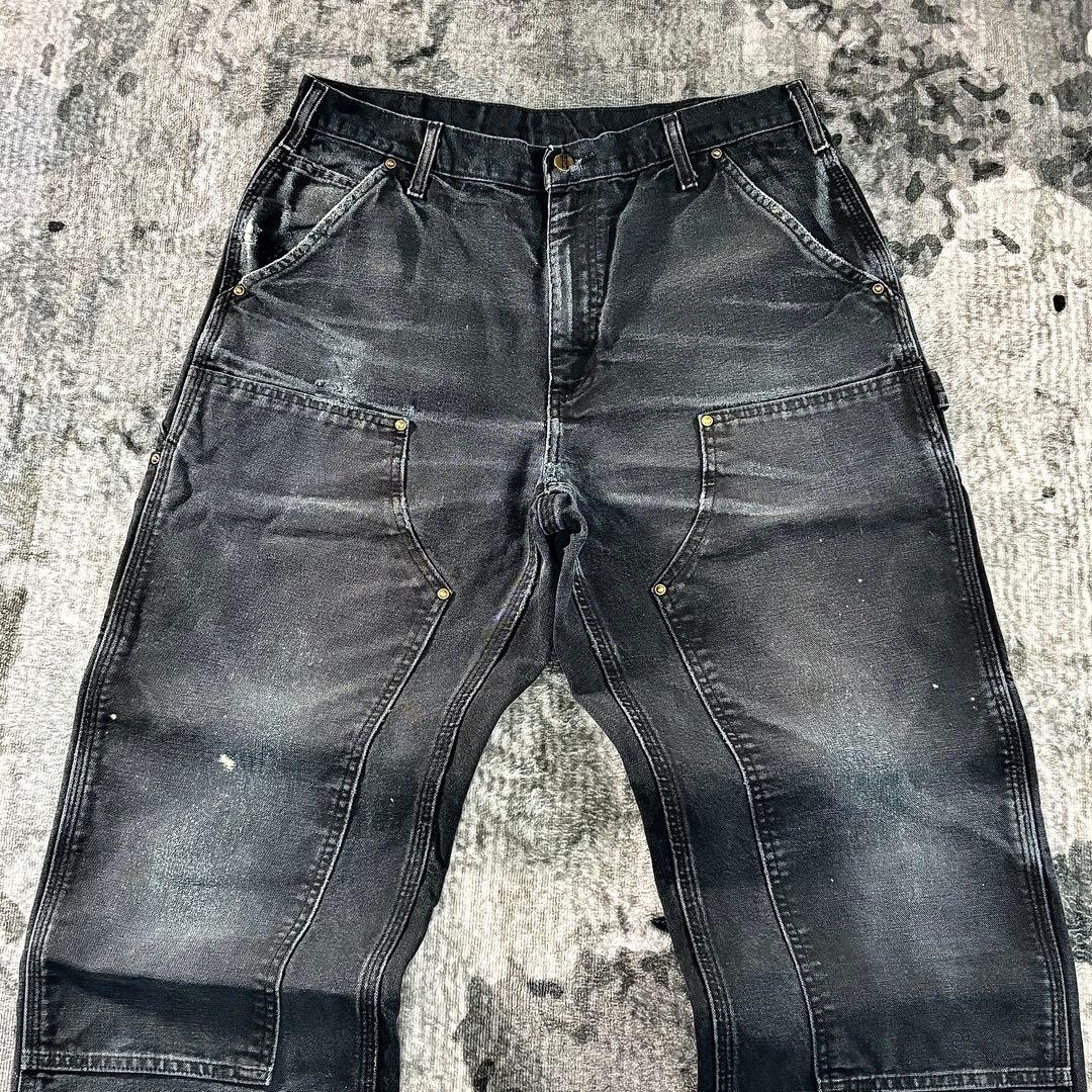 34×30 Carhartt 超レアフェードブラック 雰囲気抜群 ボロ 一点物