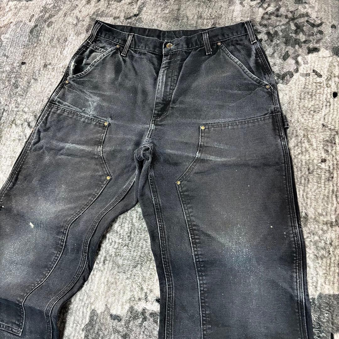34×30 Carhartt 超レアフェードブラック 雰囲気抜群 ボロ 一点物