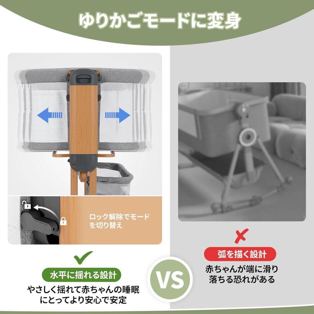 ベビーベッド メッシュ素材 添い寝　星柄マットレス付き