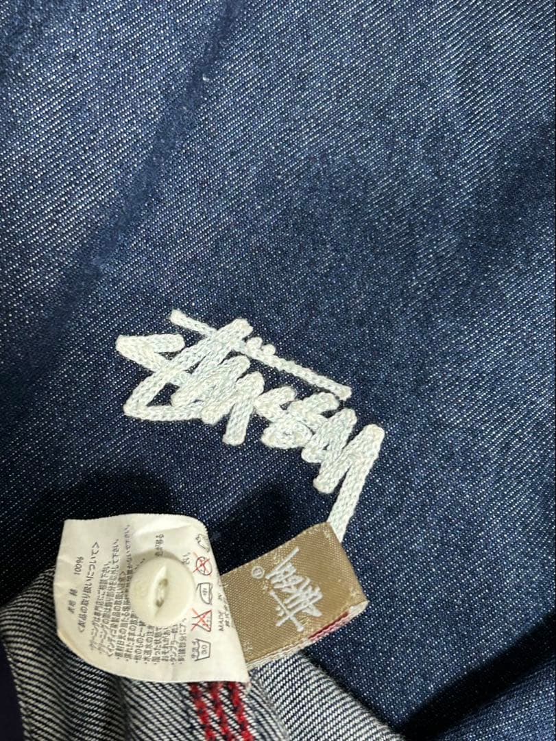 stussy デニム刺繍　ジップアップライトアウター