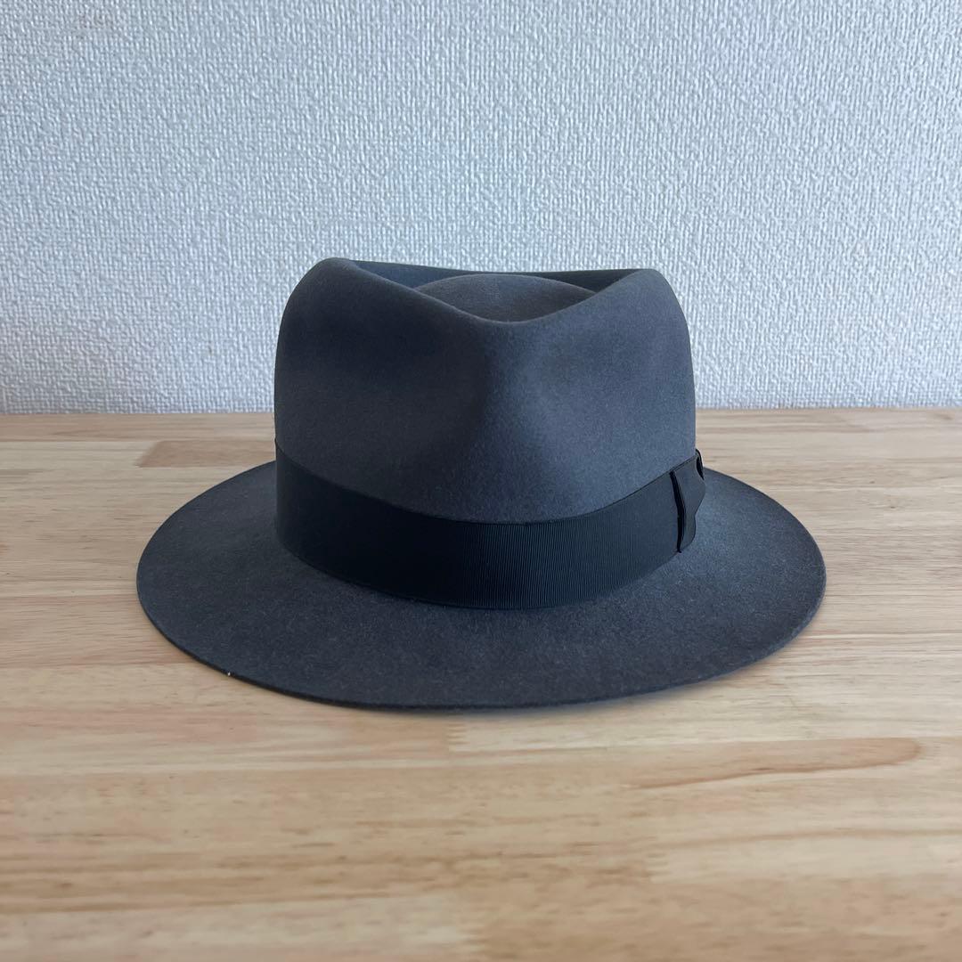 50's 60's イングランド製　ハット　チャコールグレー　7 1/4