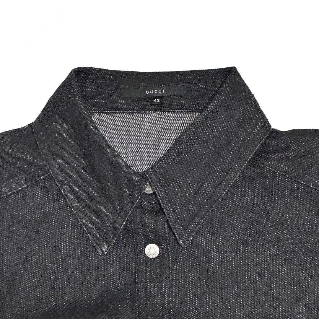 美品　グッチ デニムジャケット ブラック　コットン100%　サイズ42