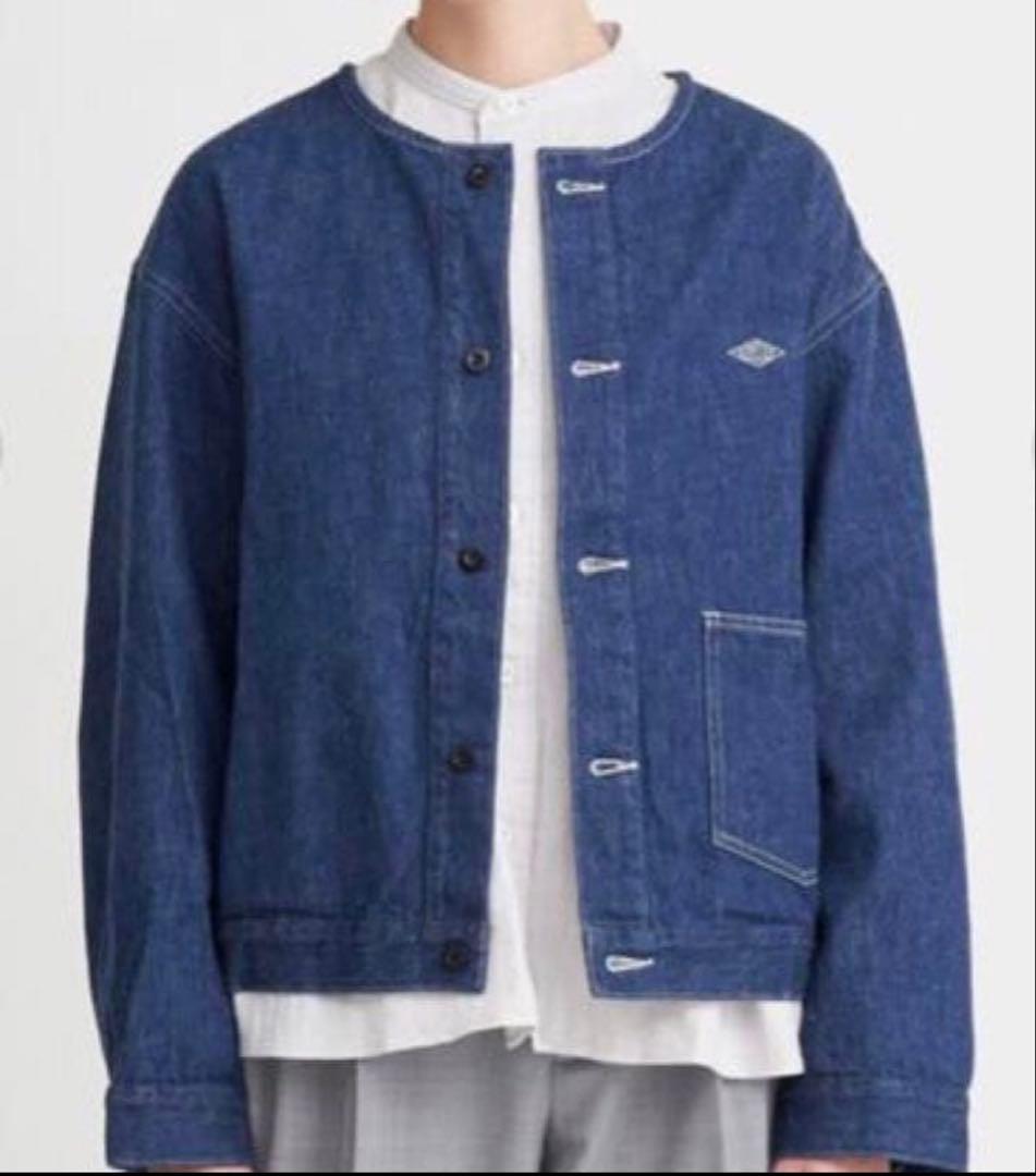 【美品】DANTON ダントン　デニム ノーカラージャケット 38