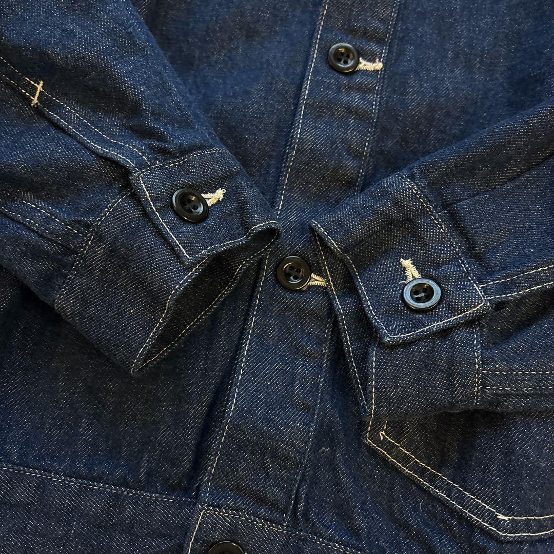 【美品】DANTON ダントン　デニム ノーカラージャケット 38