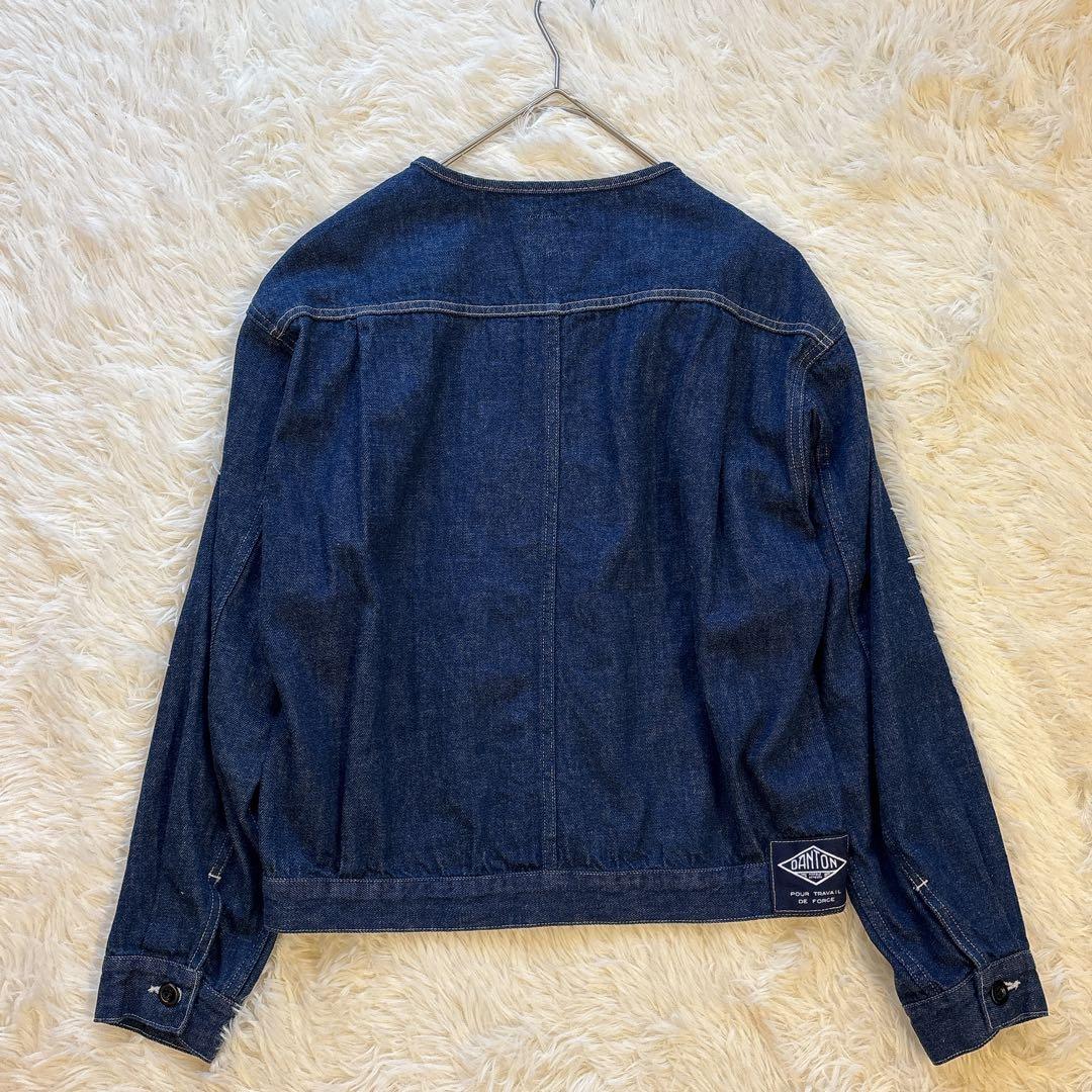 【美品】DANTON ダントン　デニム ノーカラージャケット 38
