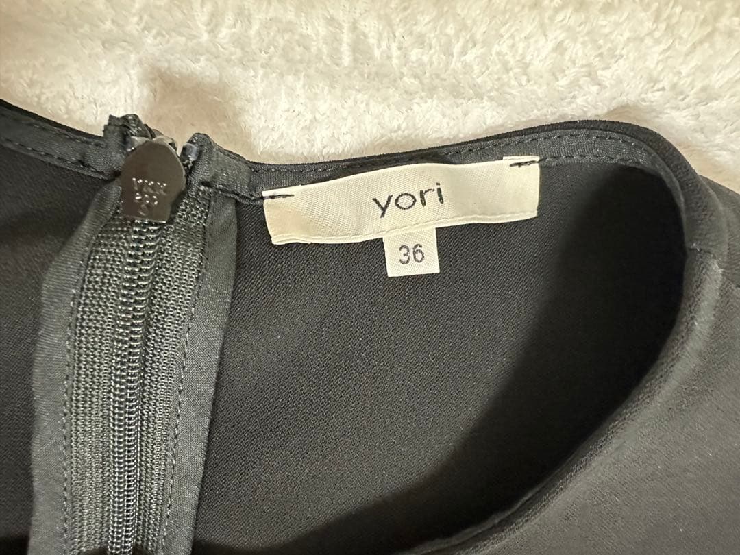 yori ハーフスリーブティアードブラウスフレア　黒
