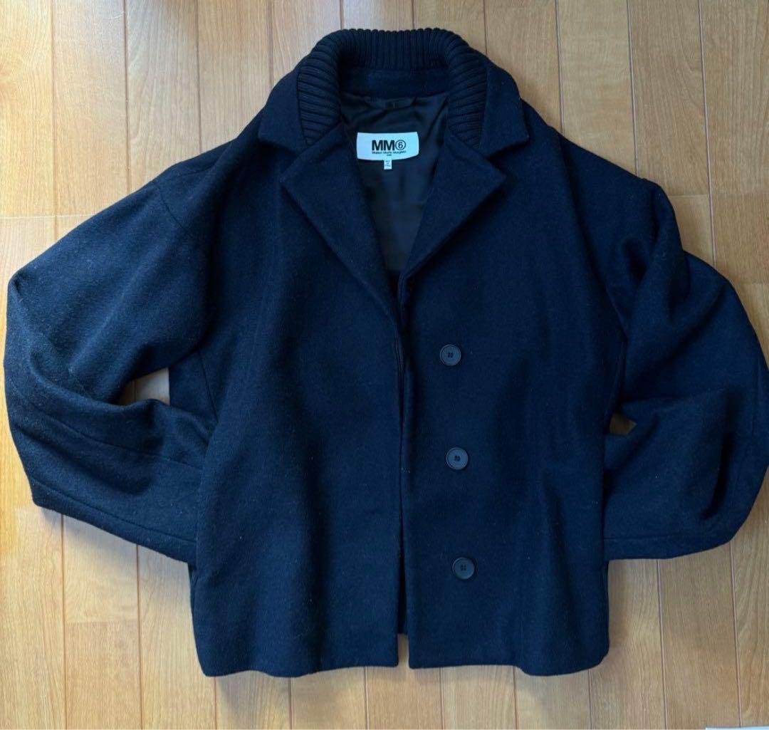 MM6 ウールコート 毛コート ダークブルー 38
