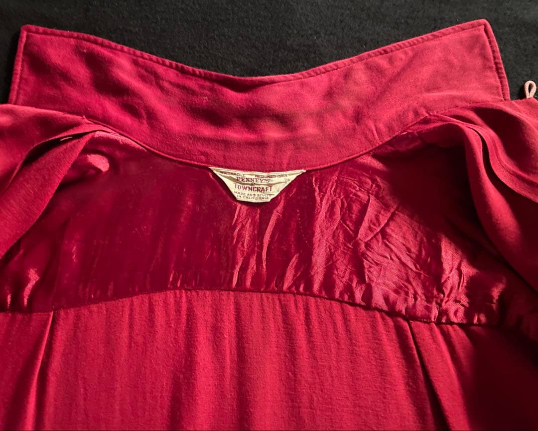 50's Towncraft レーヨンシャツ ワインレッド