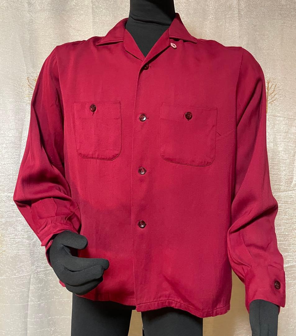 50's Towncraft レーヨンシャツ ワインレッド