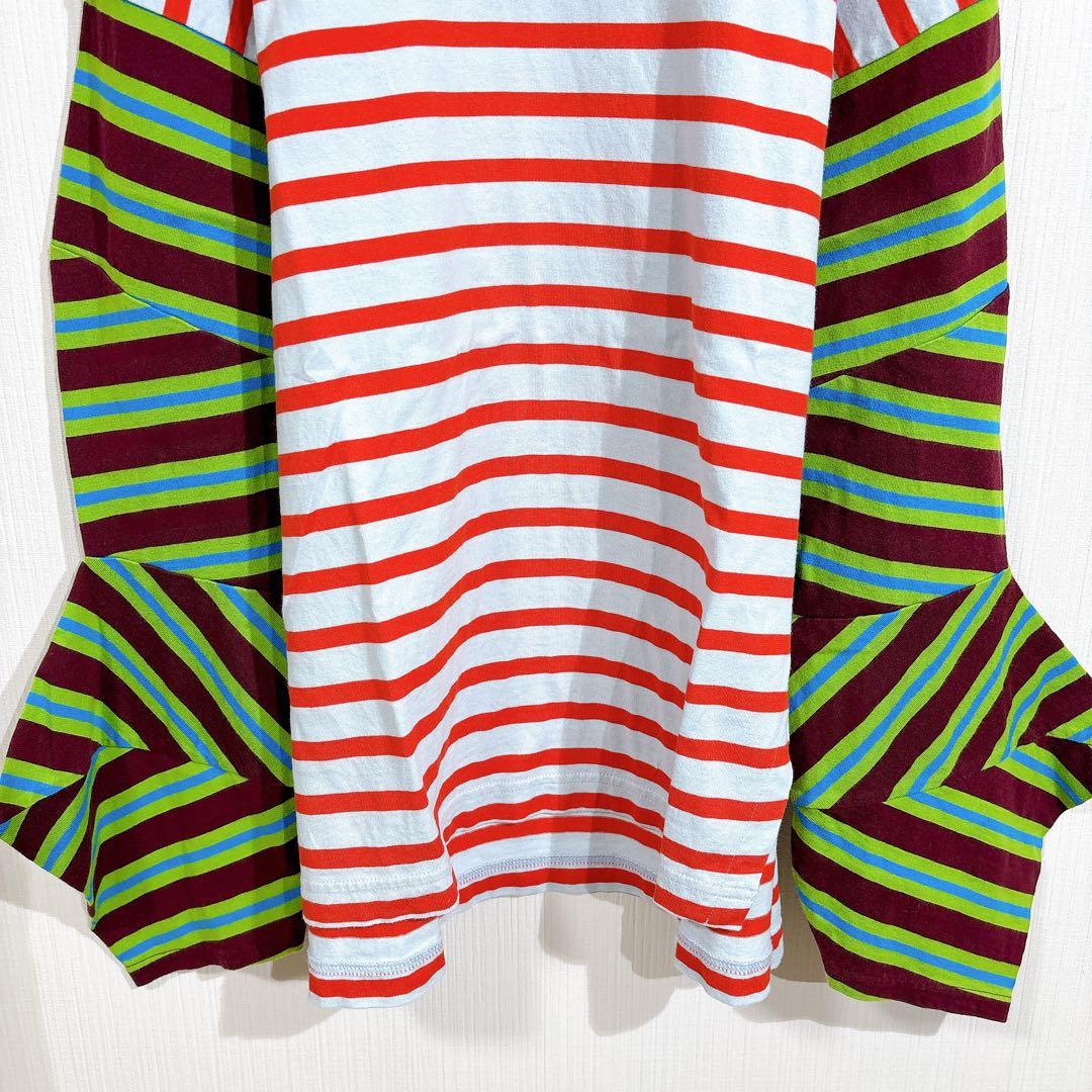 nagonstans ナゴンスタンス ボーダー　パネルスリーブTシャツ